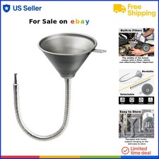 Steel Funnel Flexible Spout Filter Long Neck Automotive Liquids Universal