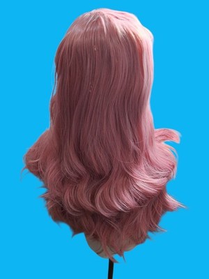FESHFEN Long Wavy Pink Wig for Women | Middle Parting Synthetic | 22 Inches