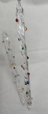 Set Of 2 Blown Glass Swirled Icicle Christmas Ornaments