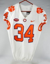 2018-22 Clemson Tigers #34 Game Used White Jersey Nameplate Removed 38 650