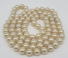 Knotted Faux Pearl Necklace Strand Endless No Clasp Cream Ivory Preowned Vintage
