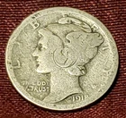 1918-P Mercury Dime 90% Silver, Free Shipping