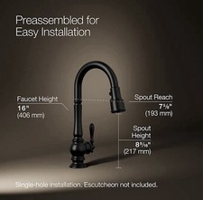 Kohler K-99261-BL Artifacts Pull-Down Kitchen Faucet Matte Black