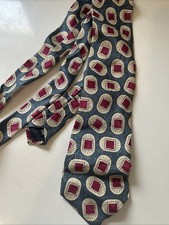 Vintage Retro Burberry of London Blue Red Large Dots 100 Silk Tie