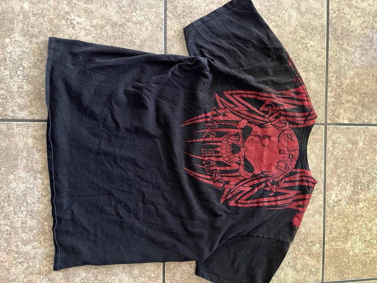 Y2K 2000s Grunge Affliction Style Red Skull Print Men's Size XL | eBay