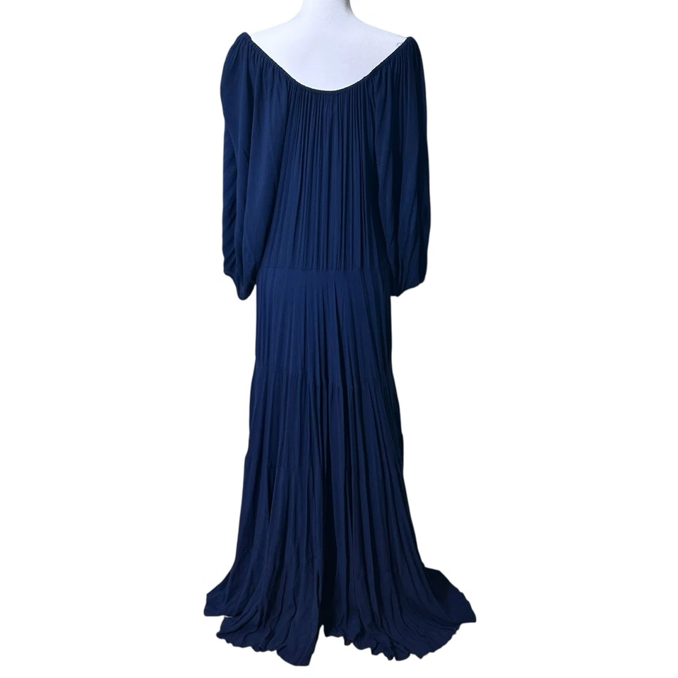 Erika Pena Anthropologie Marissa ярусный с плеча макси платье S/M темно-синий  - Изображение 2 из 4