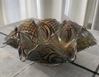 Antique Imperial Amethyst Smoke Carnival Glass Diamond Ring Ruffled Bowl 9 in