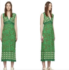 Anna Sui Paradisiac Runway Dress Mesh Lace Sleeveless Floral Midi Maxi P Rare