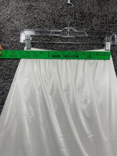Vintage Mel-Lin A-Line Slip Skirt Women's Medium White Satin 100% Nylon Lace Hem - Picture 7 of 9