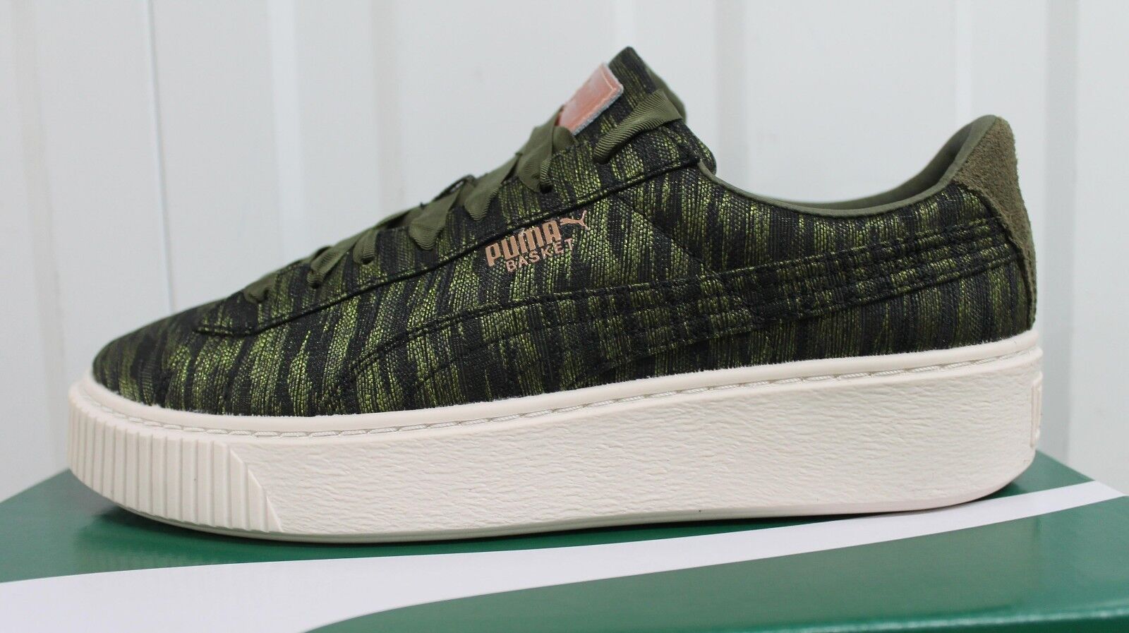 WOMEN,S PUMA BASKET PLATFOAM VR NIGHT OLIVE BNIB 25 WOMEN,S PUMA BASKET PLATFOAM VR NIGHT OLIVE BNIB 25