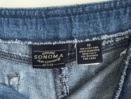 Sonoma Jean Co Women's Size 12 Petite Denim Jean Skirt Cotton Pockets - Picture 2 of 3