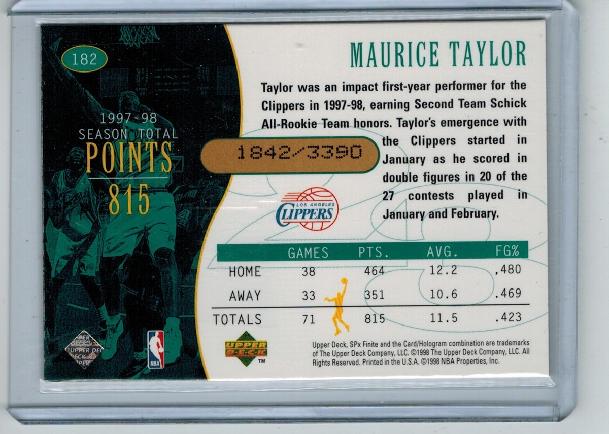1998-99 SPx Finite - Top Flight Maurice Taylor #182 /3390 for sale 