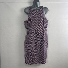 1. STATE Large Cut Out Fitted Sheath Dress Midi Stretch Sleeveless Patriotic