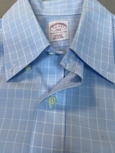 BROOKS BROTHERS SHIRT 15 4 5 Mens Blue White Check Non Iron Cotton 346 REGULAR - Picture 3 of 13