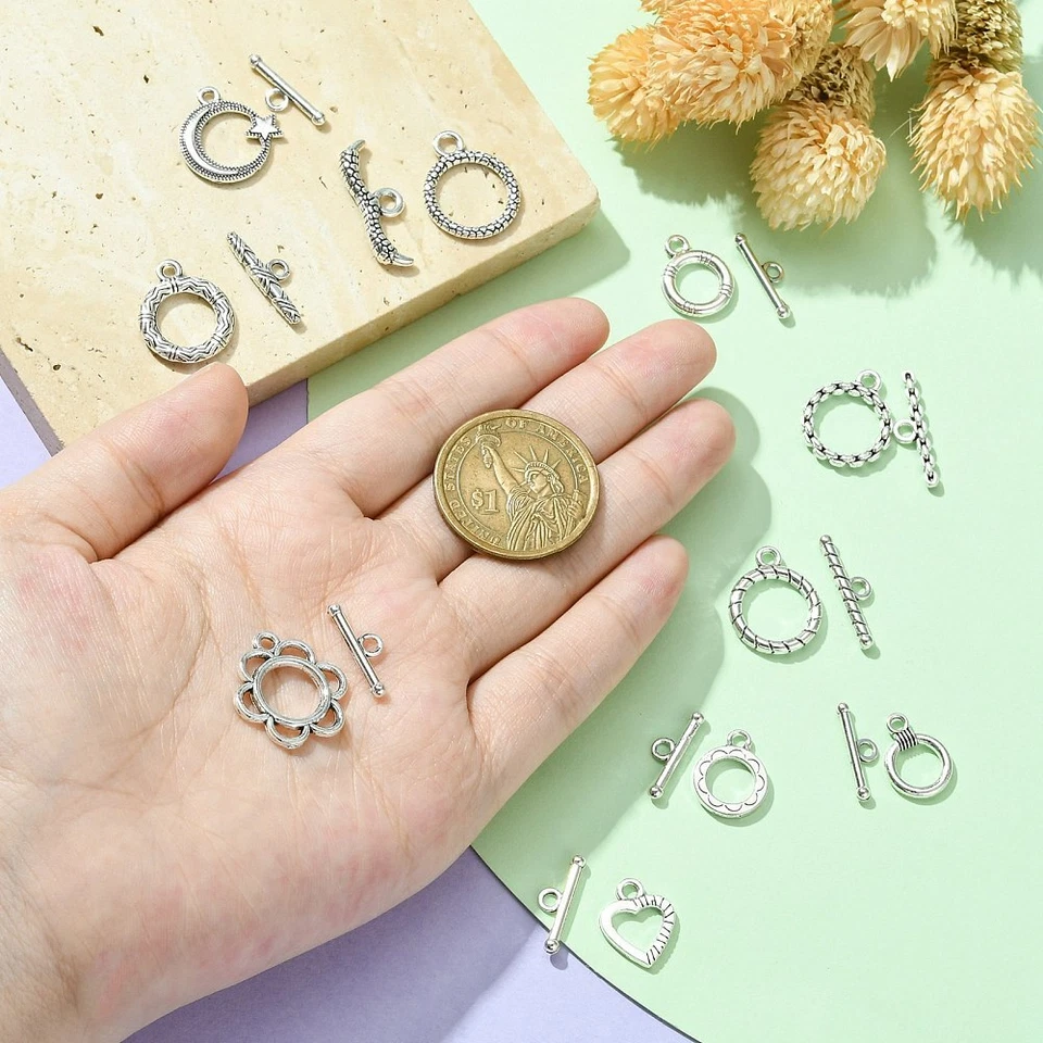 60x Tibetan Toggle Clasp Silver T-Bar Clasp for Necklace Bracelet Jewelry Making - Image 4 of 4