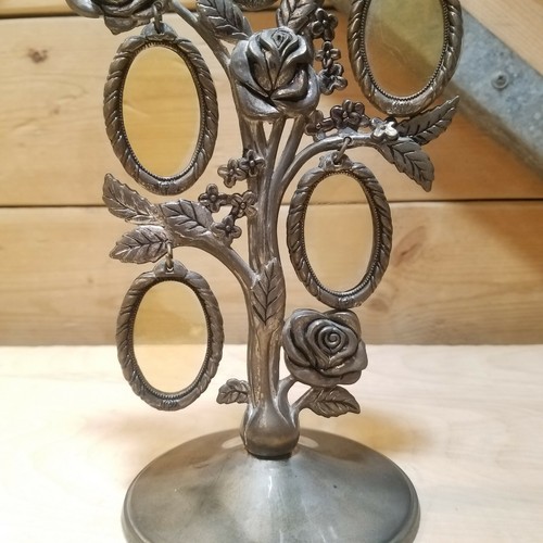 Rose Bush Shaped Picture Frame Stand Roses Metal Silver Toned Gray - Swanky Barn - Picture 7 of 12