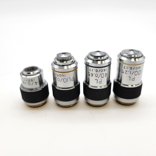 Microscope Objective Set 4x 10x 40x 100x Oil RMS Thread 160/0.17 | eBay