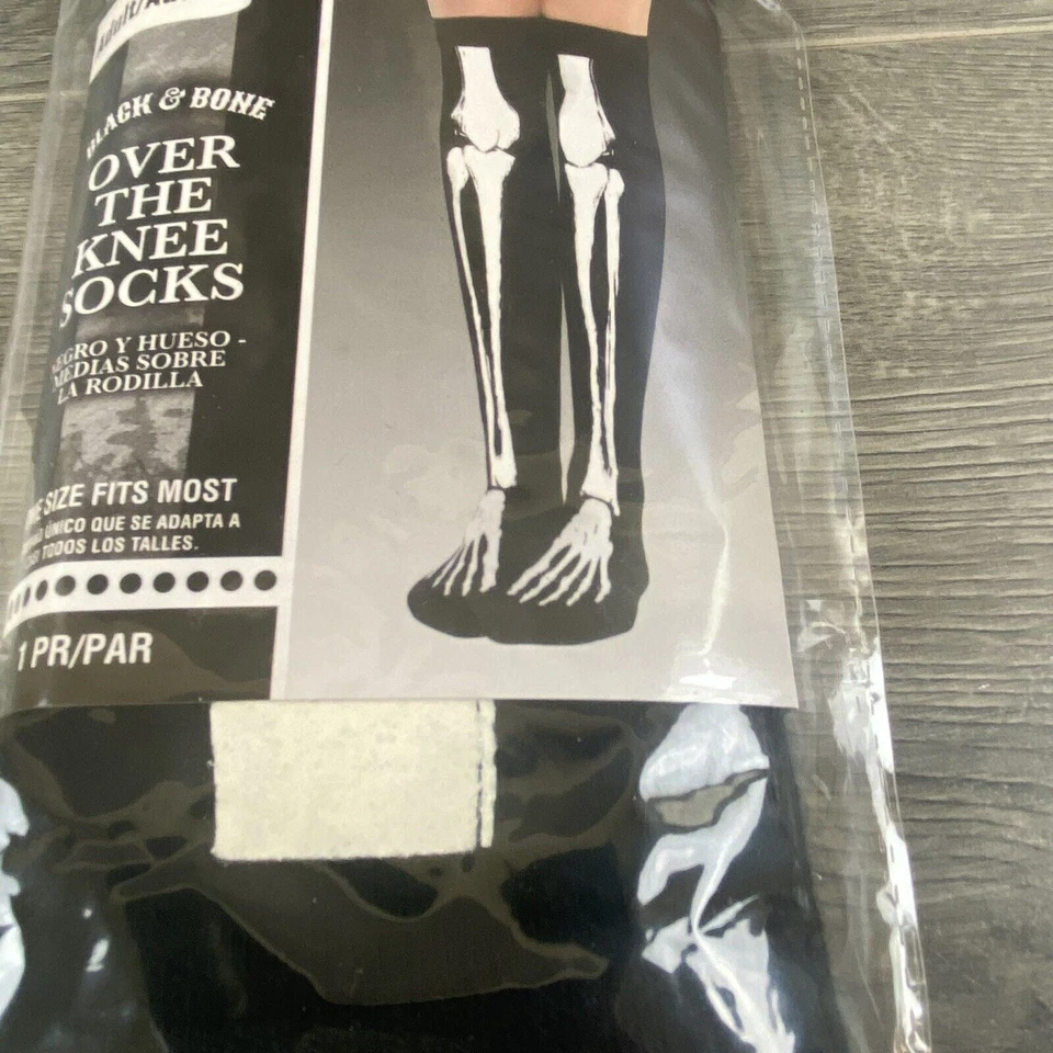 Skeleton Over The Knee Socks Cosplay Dress Up Costume Party Fun - Image 3 of 4
