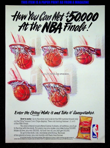 Fritos Corn Chips Fito-Lay NBA 1988 Trade Print Magazine Ad Poster ADVERT