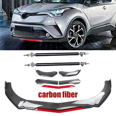 Front Bumper Lip Chin Splitter Spoiler Carbon Fiber For Toyota C-HR 2018-22