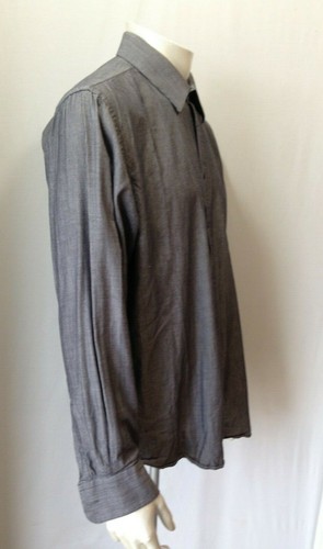Nicole Miller Men's Dress Shirt Size 16-16 1/2 Gray Pinstriped L/S Button Down - Picture 4 of 5