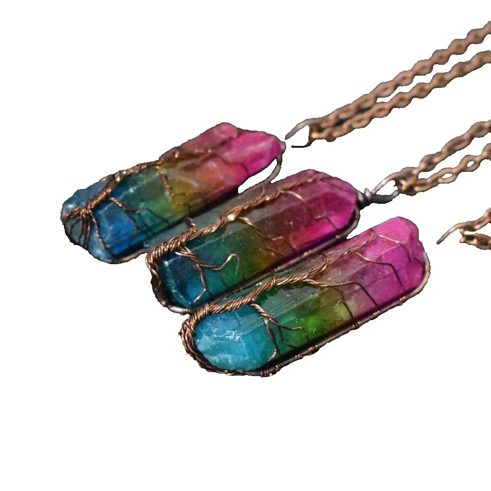 Collares y colgantes de cadena de cobre de cristal para hombres