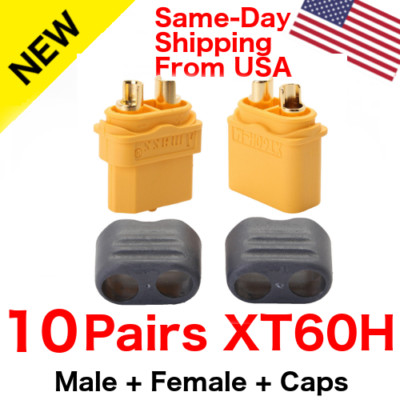 10 pairs AMASS XT60H Connector Plug 3.5mm Gold Plated Plug Yellow Lipo W/ Caps