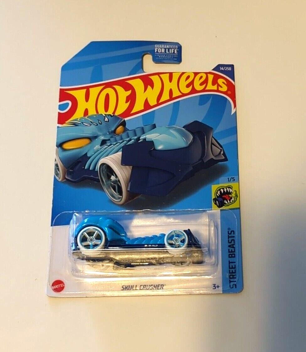 2022 Hot Wheels 14/250 Skull Crusher Blue Version Street Beasts 1/5 white wheels