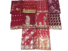 Antique Lot of 10 Indian Wedding Dupatta Golden Sequins Scarf Beaded Georgette L