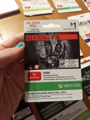 Xbox One Evolve Pre Order Target Collectible Reservation Card Fall 2014 READ