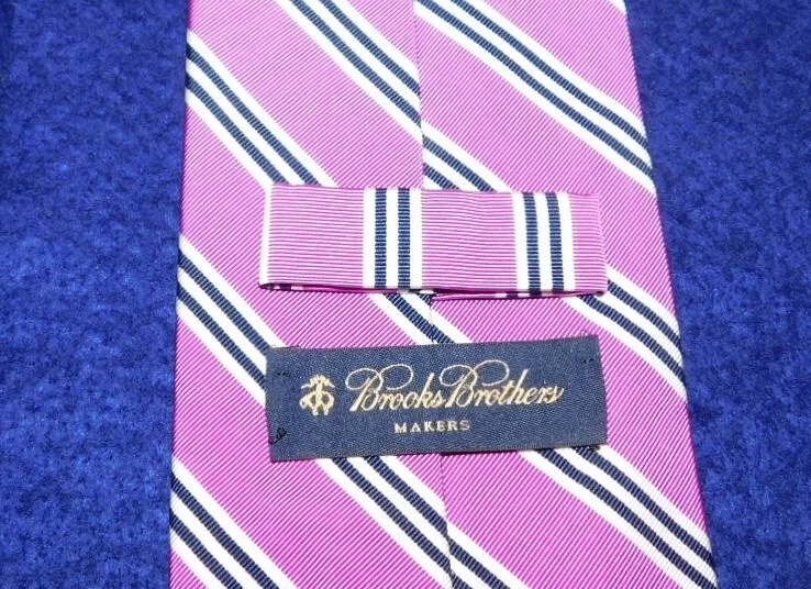 CORBATA BROOKS BROTHERS ROSA/PÚRPURA/BLANCO/AZUL A RAYAS SEDA/ALGODÓN - CORBATAS DE DISEÑADOR. Foto 3 de 3