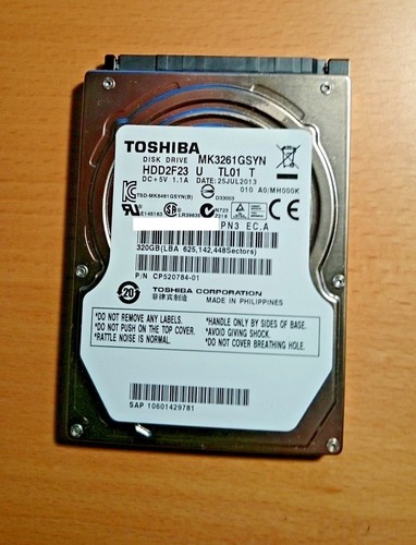 Toshiba MK3261GSYN, HDD2F23,  320GB, 7200RPM, , SATA II, 16MB Cache,  2.5"x