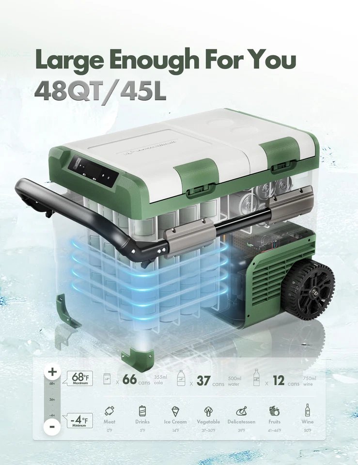 Refrigerador portátil para automóvil de 48 cuartos de galón refrigerador congelador con control de aplicación 12 V Foto 2 de 4