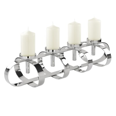 Fink Aluminium Leuchter GORDON vernickelt 4 flg Silber 85cm Lang, 18cm Hoch