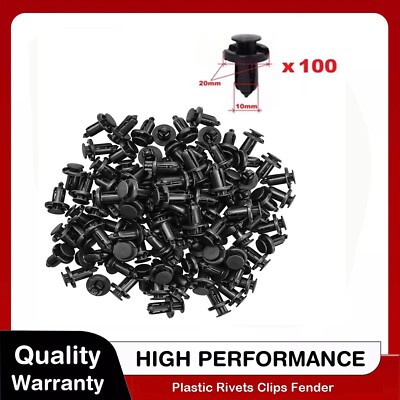 100 Pcs Bumper Clips 10mm Hood Fender Push Rivets Retainer Fasteners for Honda