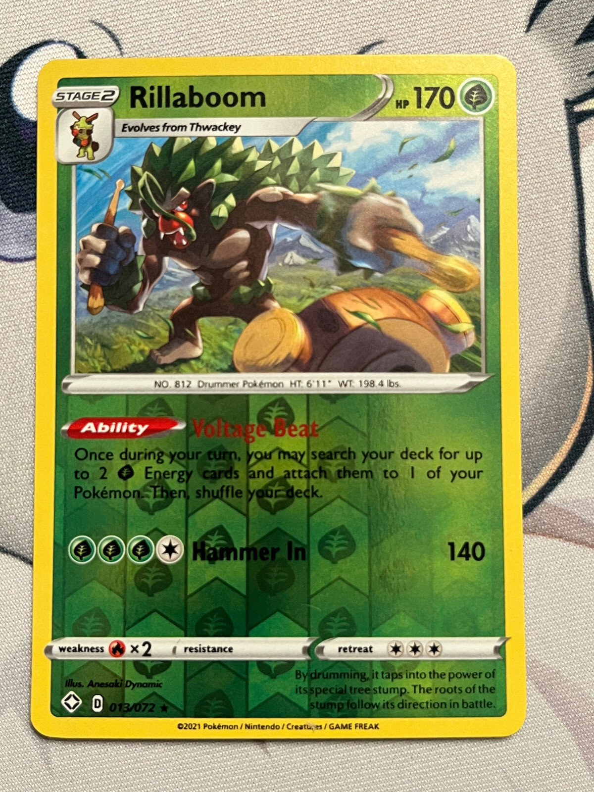 Pokemon Card TCG - Rillaboom - Shining Fates - 13/72 - Reverse Holo Rare