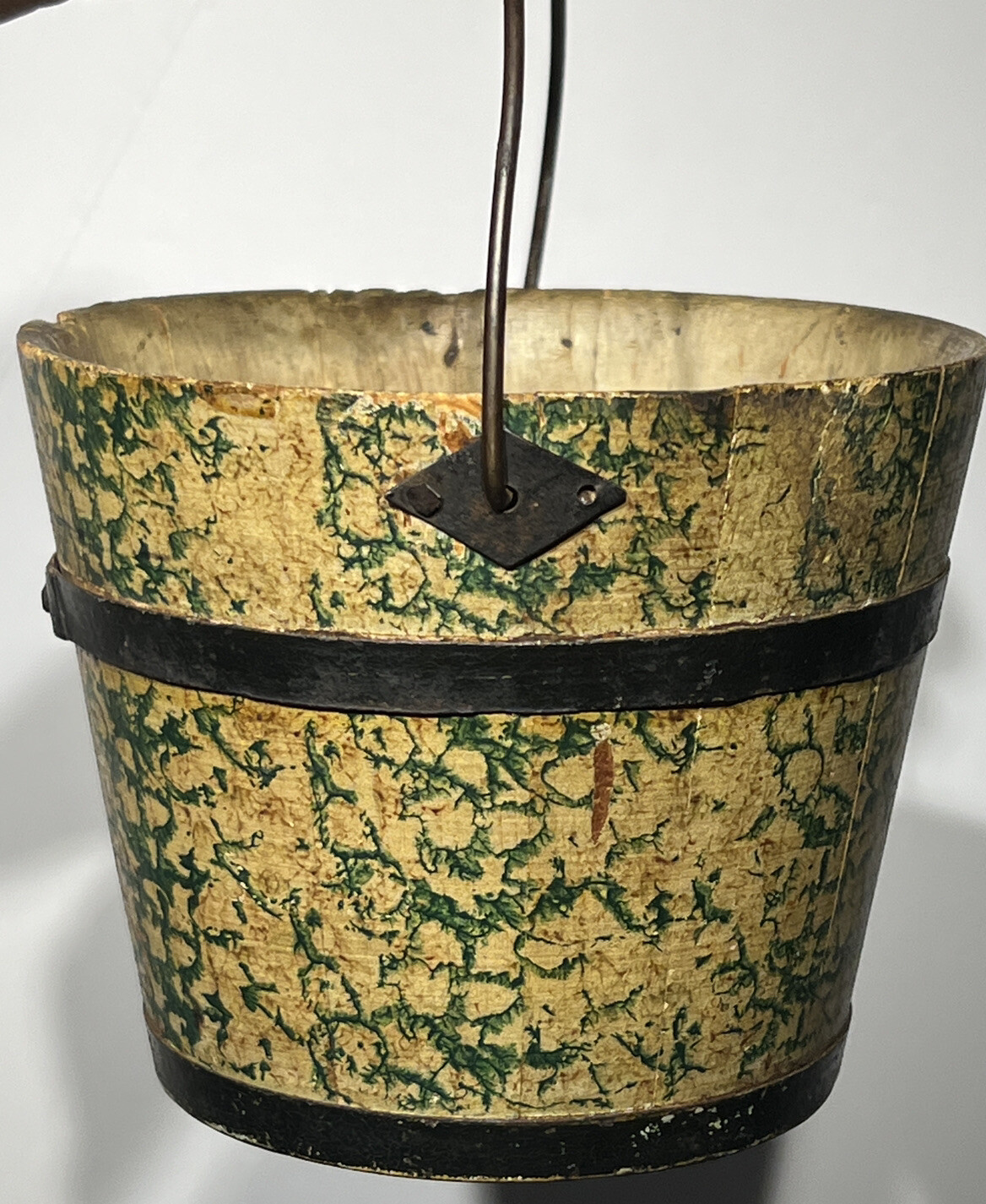 Early Miniature 4 1/2” Original Painted Bucket Berry Pail Original