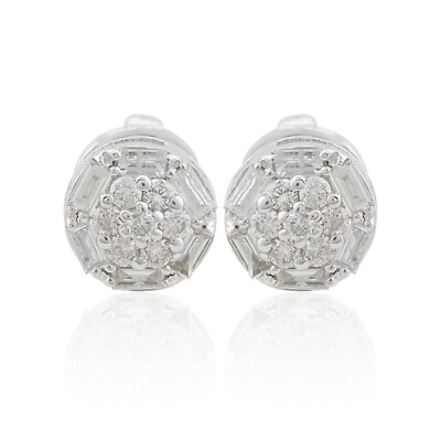 H/Si Diamant Rund Ohrstecker Minimalist Ohrringe 10k Echt Weißgold 0.28Ct