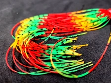 RUBBER SILICONE LEGS - RED/ ORANGE/ GREEN - Fly Tying Material - Sili Legs - NEW