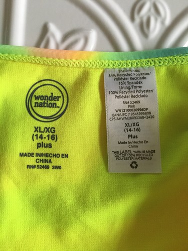 Wonder Nation Unicorn Tankini Bikini Set 2pc Girls Sz. XL Plus 14/16 UPF 50+ - Picture 6 of 6