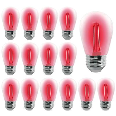 S14 LED Light Bulb 2W Red Outdoor Replacement Bulbs Shatterproof Waterproof S...