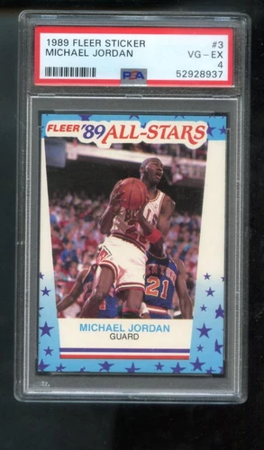 1989-90 Fleer Sticker #3 Michael Jordan PSA 4 Graded Basketball Card NBA 89-90
