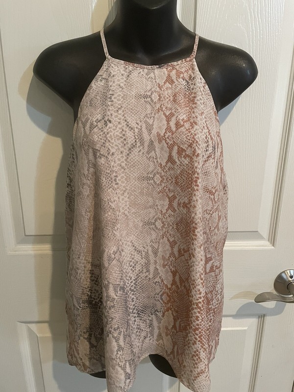 LAVENDER BROWN SILK M Animal Print Blouse!!