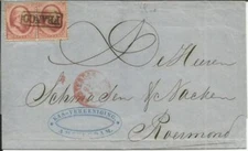 Netherlands Sc#5(pair-corner fault) AMSTERDAM 21/AUG/67 Folded Letter Sheet