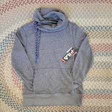NWT-LG Womens FILA Game Day Long Sleeve Pullover Grey w/Front Pouch Fold Neck