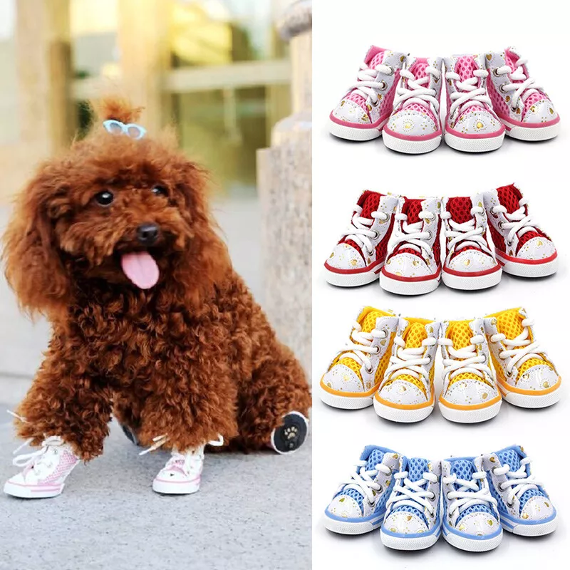 4Pcs Pet Dog Canvas Boots Puppy Sports Anti slip Shoes Sneakers For Small Dogs