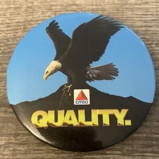 Citgo Quality Gasoline Bald Eagle Advertising Promo Pinback Button Bpn012
