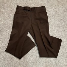 Vintage 60s 70s Men  s Pants SANSABELT Brown Polyester Disco Leisure Golf