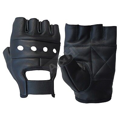 Details about   Men's Perforated Leather Fingerless Gloves DS14 Size XS 