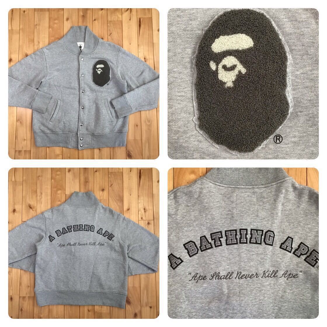 BAPE APE HEAD Sweat varsity jacket bomber Gray A Bathing Ape Size